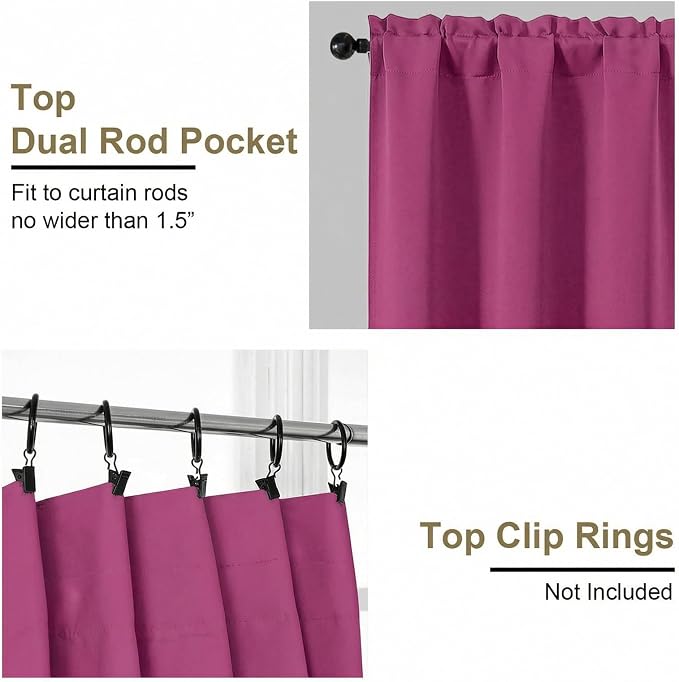 OVZME Hot Pink Blackout Curtains - Image 4