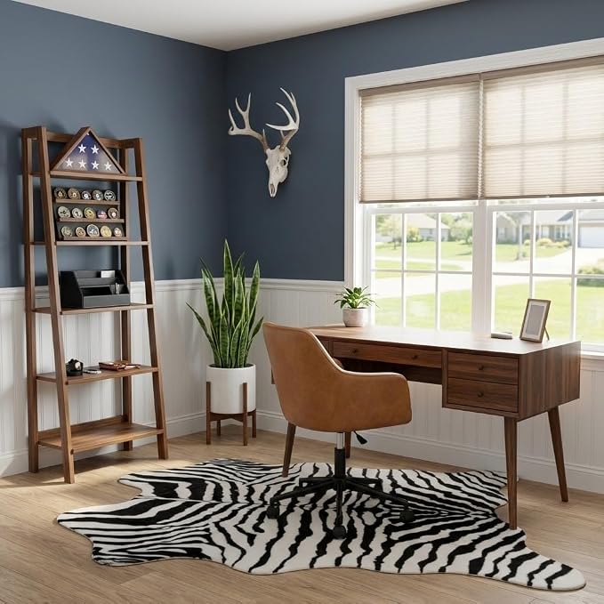 MustMat Faux Zebra Print Area Rug 4'7'' × 5'3'' Cute Soft Black and White - Image 8