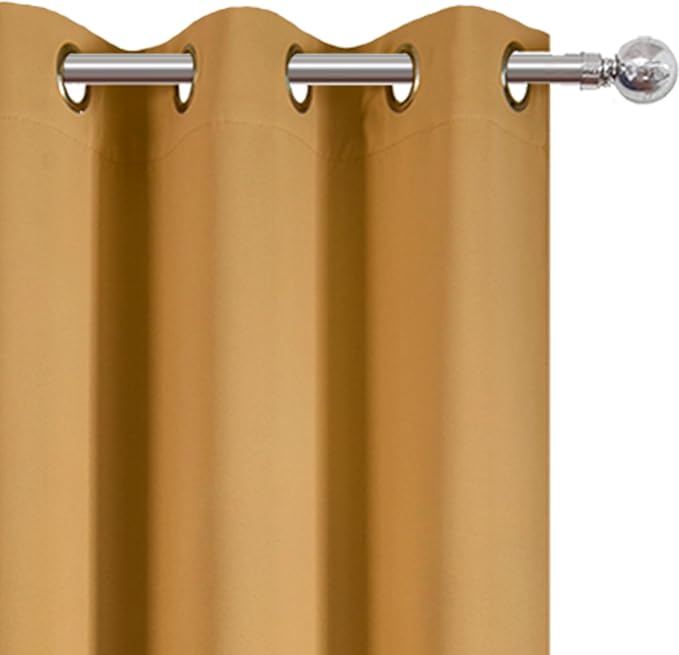LEMOMO Mustard Yellow Thermal Blackout Curtains/42 x 95 Inch/Set of 2 Panels - Image 6
