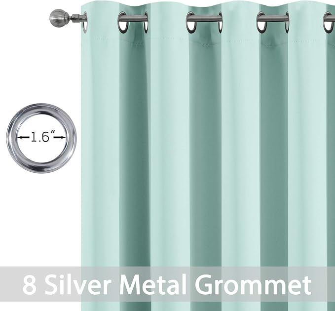 Yakamok Aqua Blackout Curtains 84 Inch Length Light Blocking Thermal Insulated - Image 4