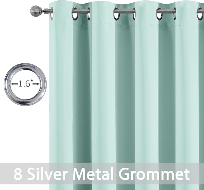 Yakamok Aqua Curtains 96 Inch Length Blackout Room Darkening Drapes Thermal - Image 4
