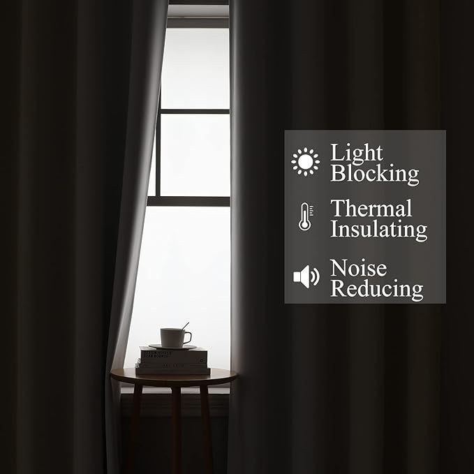 Estelar Textiler Beige and Greyish White Ombre Blackout Curtains 90 Inch Length - Image 3