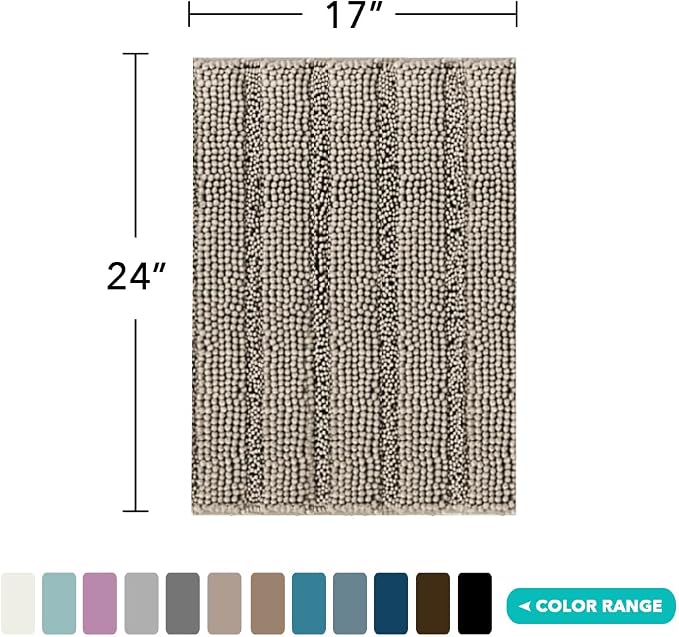 Turquoize Bathroom Rugs Shaggy Chenille Bath Rug Non Slip Thick Shaggy Bath Mats - Image 2