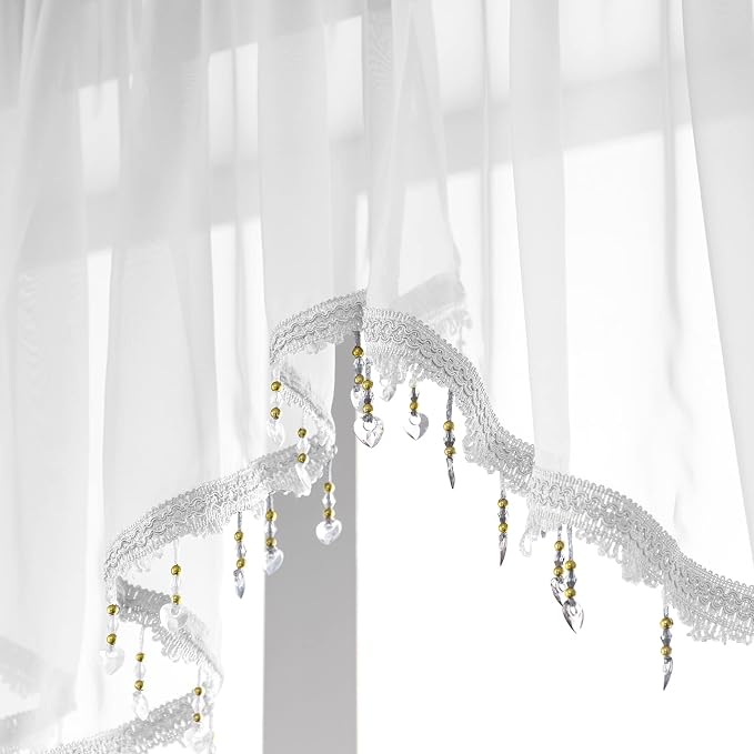 Beaded Triangle Sheer Valance Curtains - Image 6