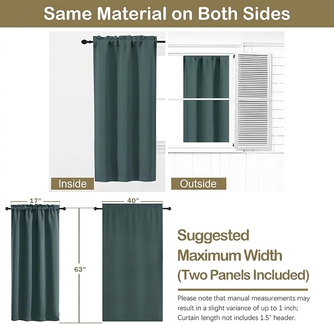 OVZME Dark Green Blackout Curtains - Image 2