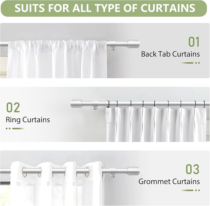 5/8” Diameter Curtain Rods 30-90 Inch, - Image 7