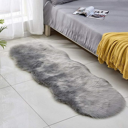 24"x71" Light Gray Faux Fur Area Rug -Shaggy Sheepskin Fluffy Carpet Art Rugs by Unknown