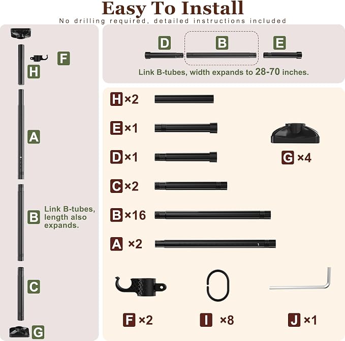 Goovilla Room Divider for Room Separation, Tension Curtain Rods No Drilling - Image 6