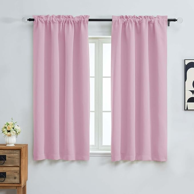 OVZME Pink Blackout Curtains for Girls Room 63 Inch Length 2 Panels, Protect by OVZME
