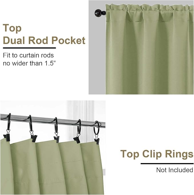 OVZME Sage Green Blackout Curtains - Image 4