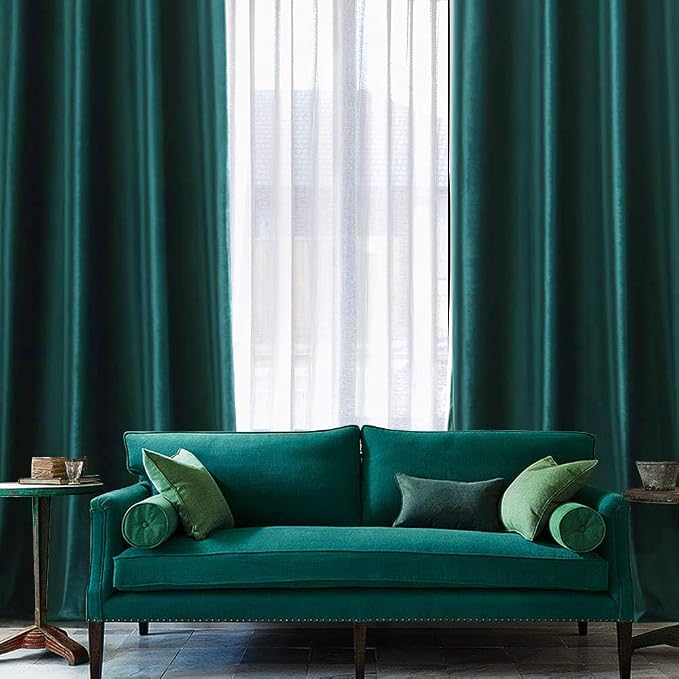 MIULEE Christmas Dark Green Velvet Curtains Room Darkening Blackout Solid - Image 6