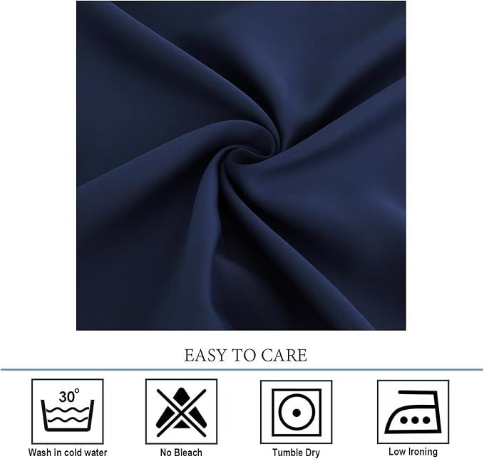 Diraysid Navy Blue Grommet Blackout Curtains - Image 7