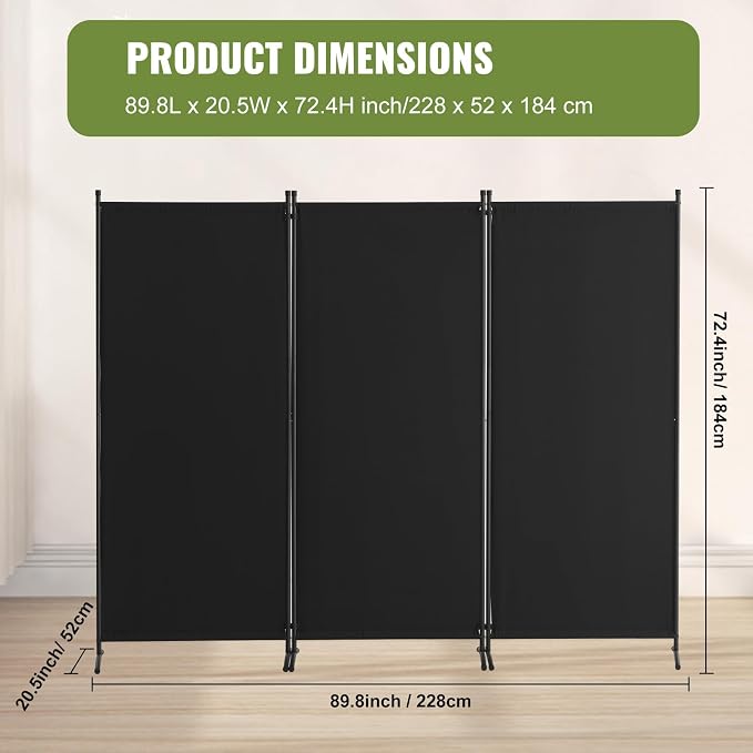 VEVOR Room Divider, 3 Panel Room Dividers and Folding Privacy Screens, Fabric - Image 7