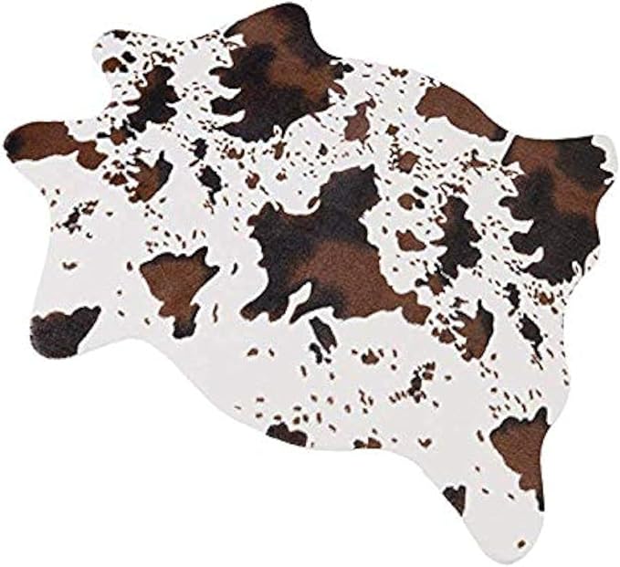 Cut Cow Print Rug 3.6x2.5 Feet Faux Cow Hide Rug Animal Printed Area Rug Nice by yingda1992