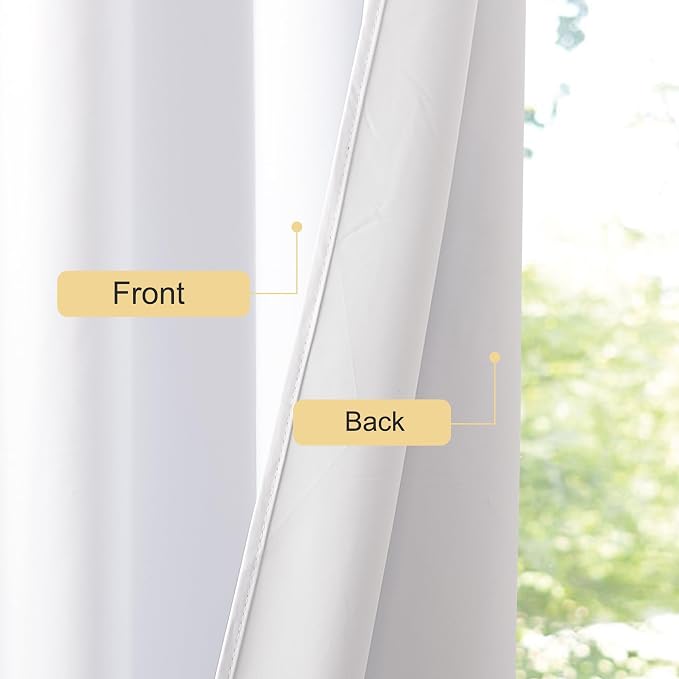 NICETOWN 100% Blackout Window Curtain Panels 40" Length, Snow White, 42 inches - Image 4