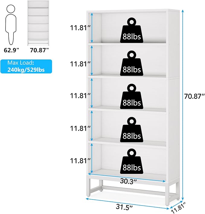 Tribesigns Tall Bookcase and Bookshelf, 70.8” Large Bookcases Organizer - Image 2