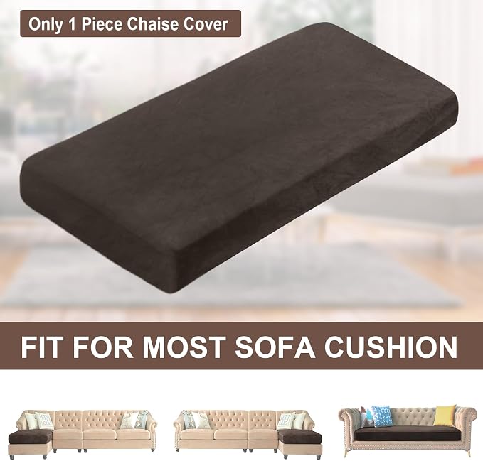 NAISI Sectional Couch Cover 1 Piece Velvet Separate Chaise Lounge Cover Soft - Image 6