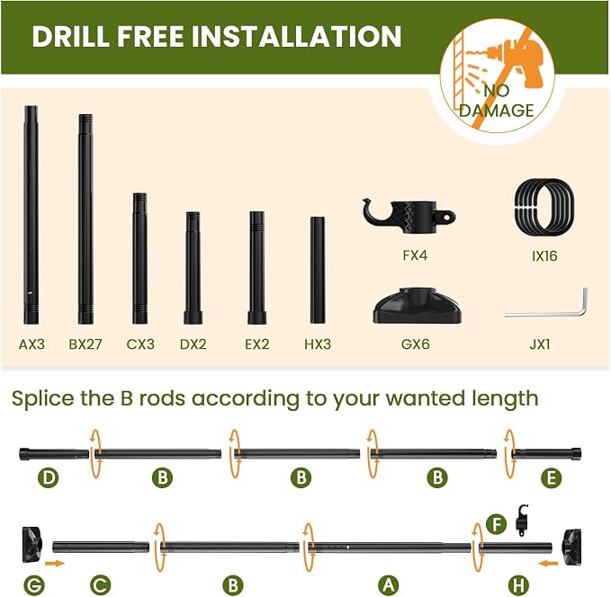 SUNALLY Room Divider Curtain Rod, No Drilling 4-10ft 28-140inch Adjustable - Image 5