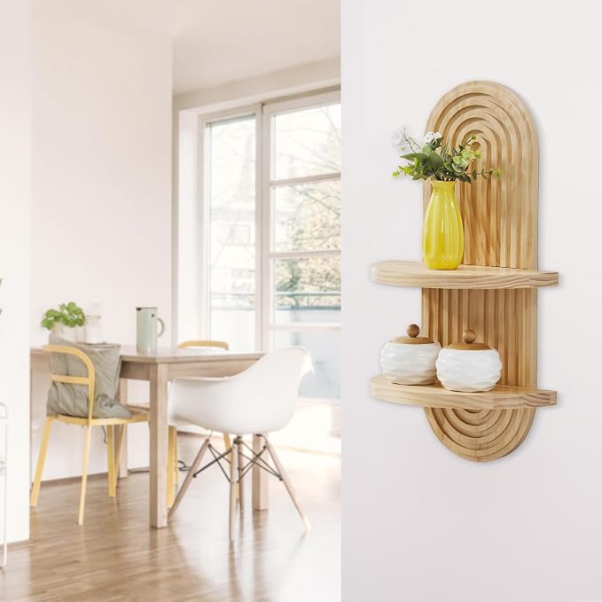 SweetSage Wooden Arched Wall Shelf - Image 2