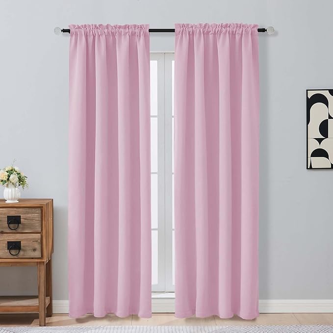 OVZME Pink Blackout Curtains for Girls Room 84 Inch Length 2 Panels Set by OVZME