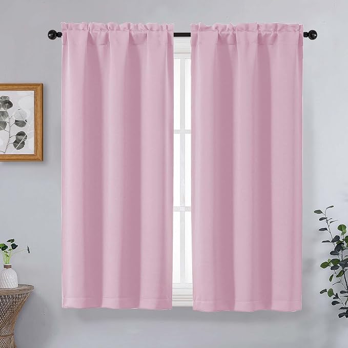 OVZME Pink Short Blackout Curtains by OVZME