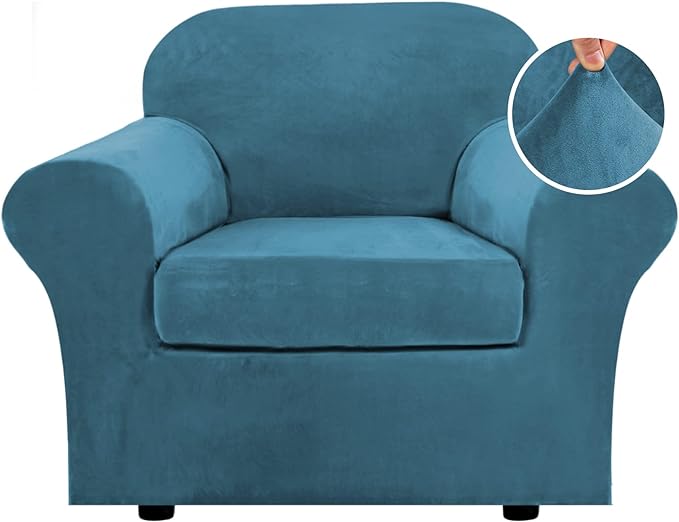 H.VERSAILTEX Rich Velvet Stretch 2 Piece Chair Cover Chair Slipcover Sofa Cover by HVERSAILTEX