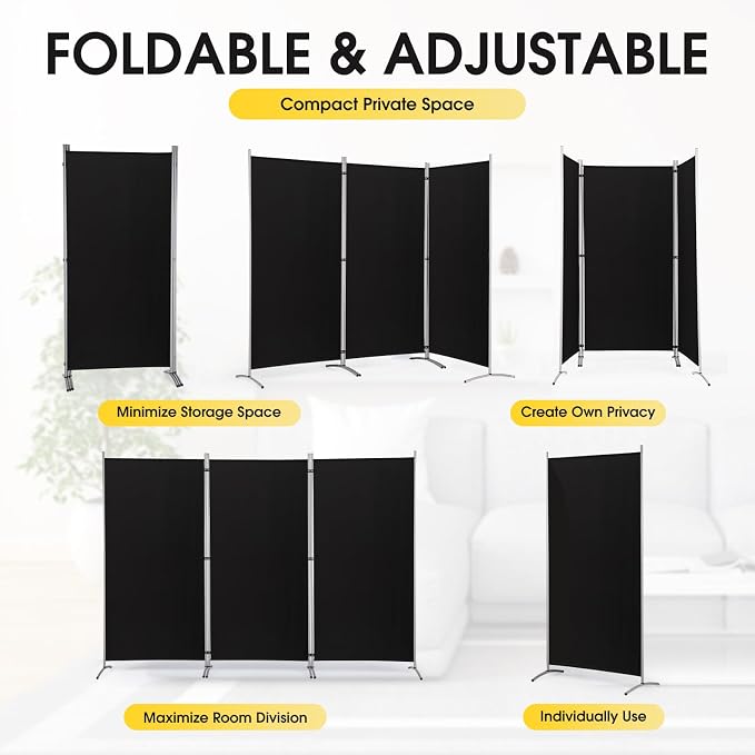 RANTILA 3 Panel Privacy Screen, 6 Ft Tall Folding Privacy Screen Room Dividers - Image 3