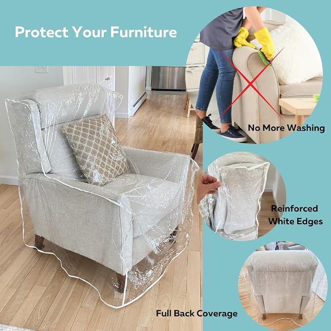 Evelots Clear Plastic Recliner Cover - Image 3