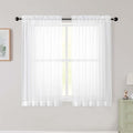 White Sheer Curtains for Bedroom Living Room 45 Inch Length 2 Panels, Soft Airy by WelvetBLK