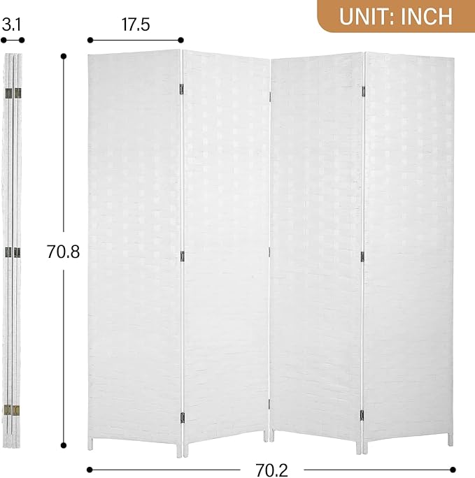 Room Divider Wood Screen Wood Mesh Woven Design Room Divider Folding Portable - Image 7