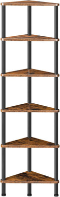 HOOBRO Corner Shelf Stand, Industrial 6-Tier Wall Corner Bookshelf by HOOBRO