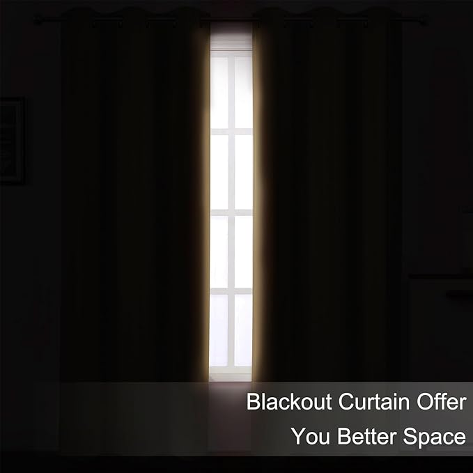 LEMOMO Blackout Curtains 66 x 95 inch/Natural Curtains Set of 2 Panels/Thermal - Image 3