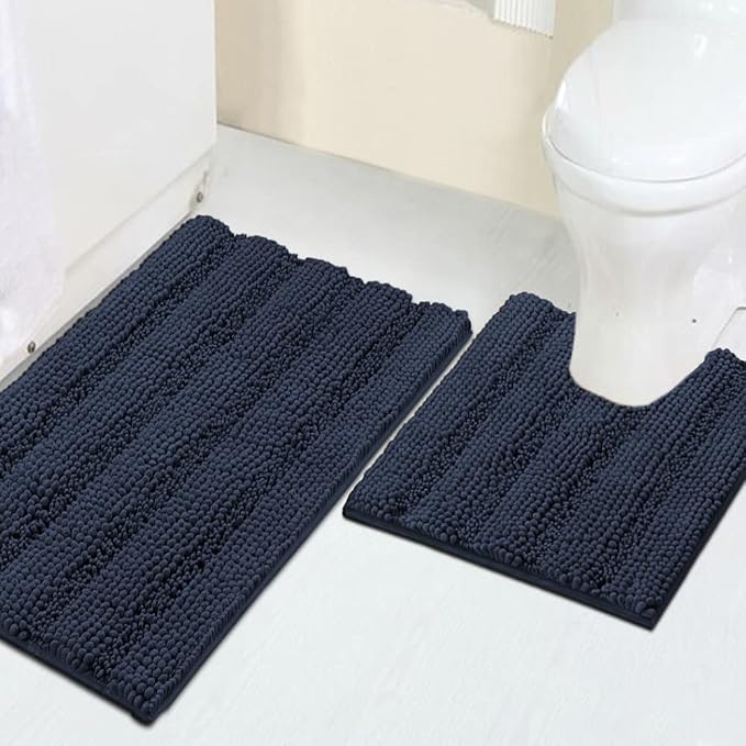Turquoize Chenille Bathroom Rugs Set Non-Slip Bath Mats by Turquoize