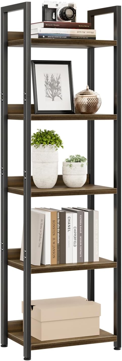 NUMENN Narrow Bookshelf, 5 Tier Bookshelves, Home Office Bookcase Shelf Storage by NUMENN