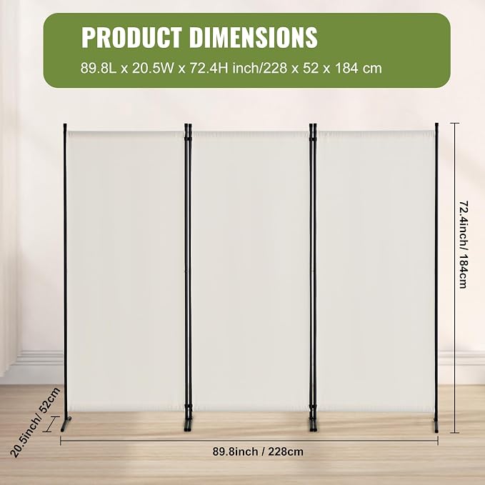 VEVOR Room Divider, 3 Panel Room Dividers and Folding Privacy Screens, Fabric - Image 7