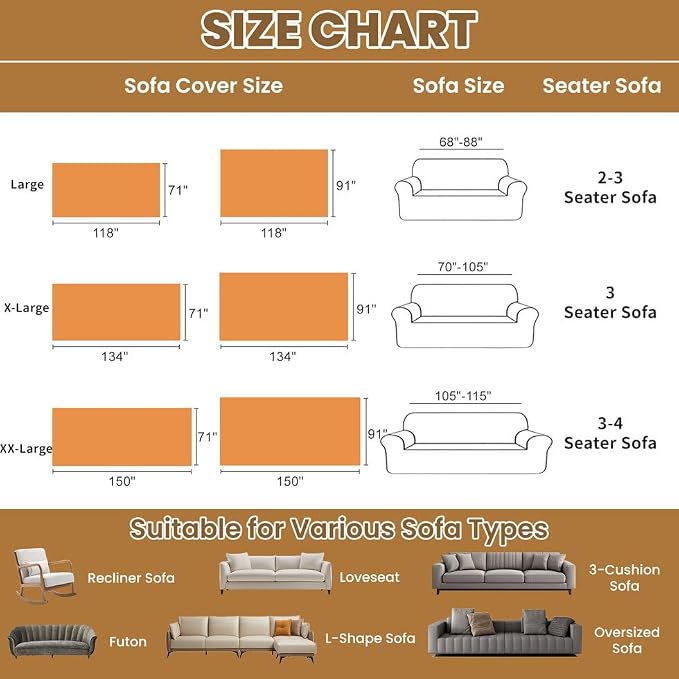ROOMLIFE Orange Couch Cover Boho Sofa Covers - Image 5