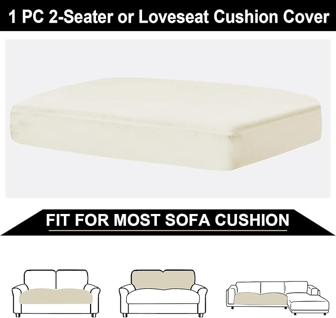NAISI Couch Cushion Covers 1 Piece Velvet Stretch Loveseat Cover or 2 Seat Sofa - Image 6