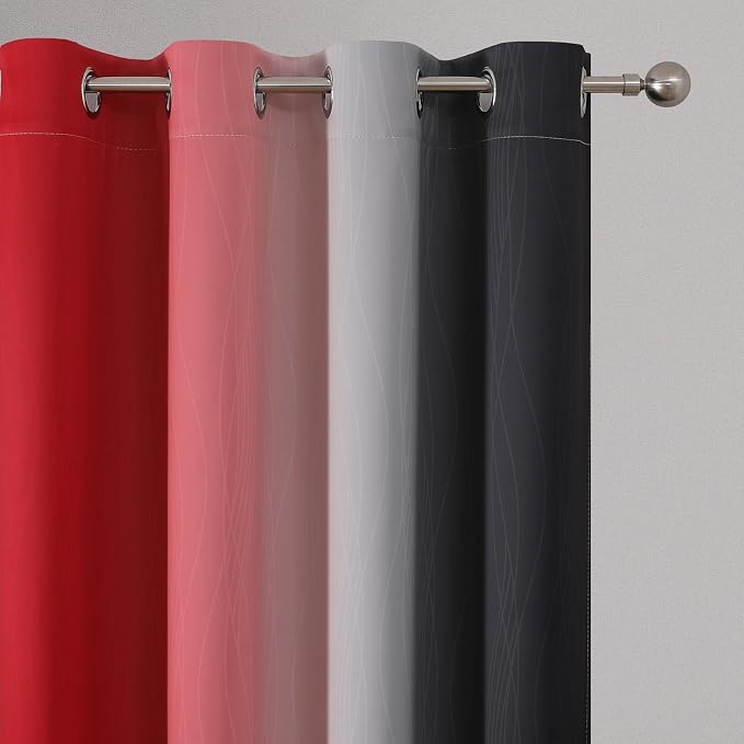 Black and Red 100% Blackout Curtains 84 Inches Long, Ombre Blackout Drapes - Image 4