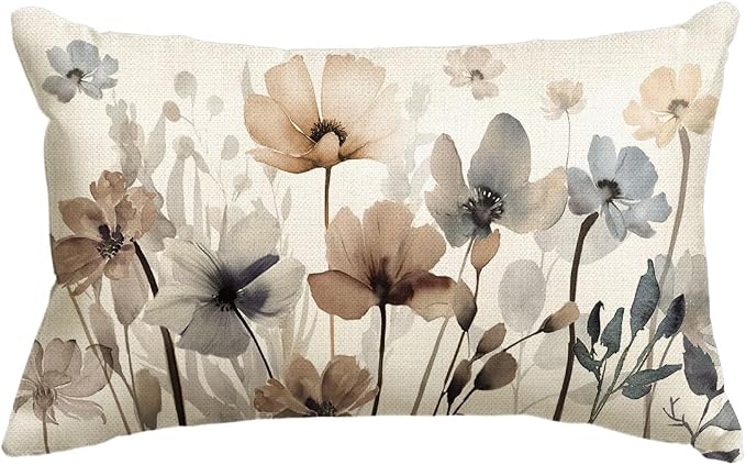 AVOIN colorlife Poppy Flowers Chinoiserie Spring Fall Throw Pillow Cover by AVOINcolorlife