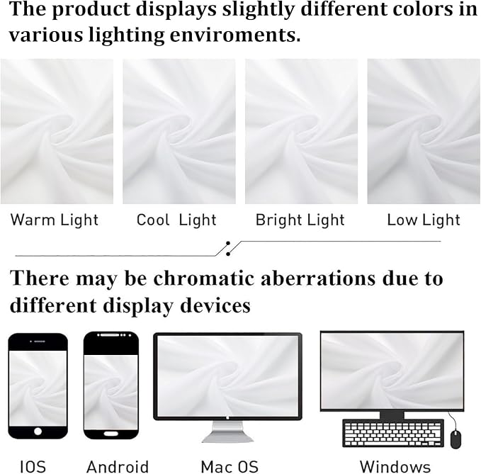 Lecloud White Sheer Curtains 50 Inch Length 2 Pcs, Light Filtering Voile - Image 8