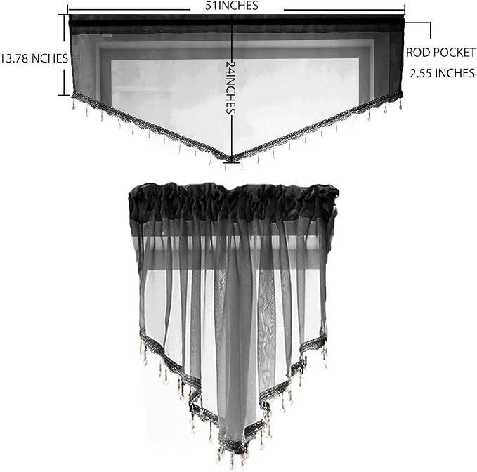 Beaded Sheer Valance Curtains for Living Room, Rod Pocket Farmhouse Window - Image 4
