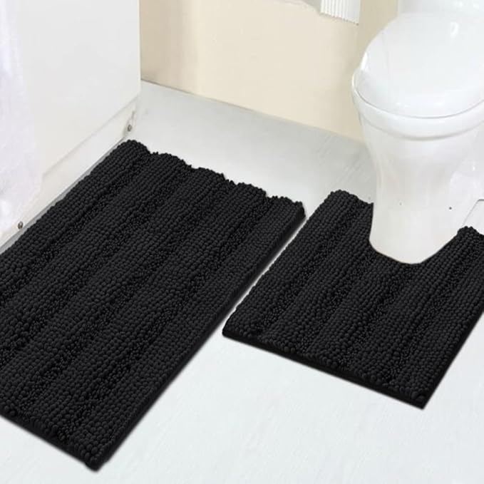 Turquoize Chenille Bathroom Rugs Set Non-Slip Bath Mats by Turquoize