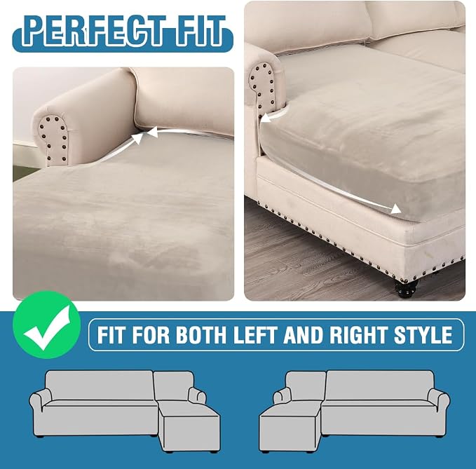 H.VERSAILTEX Velvet Stretch Individual Chaise Cover Sectional Couch Covers - Image 6