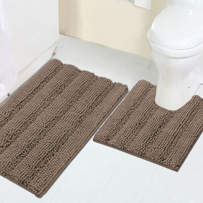 Turquoize Chenille Bathroom Rugs Set Non-Slip Bath Mats by Turquoize