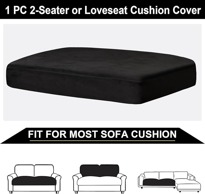 NAISI Couch Cushion Covers 1 Piece Velvet Stretch Loveseat Cover or 2 Seat Sofa - Image 6