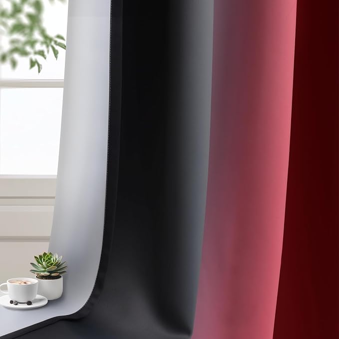 Yakamok Blackout Ombre Burgundy and Black Curtains - Image 7