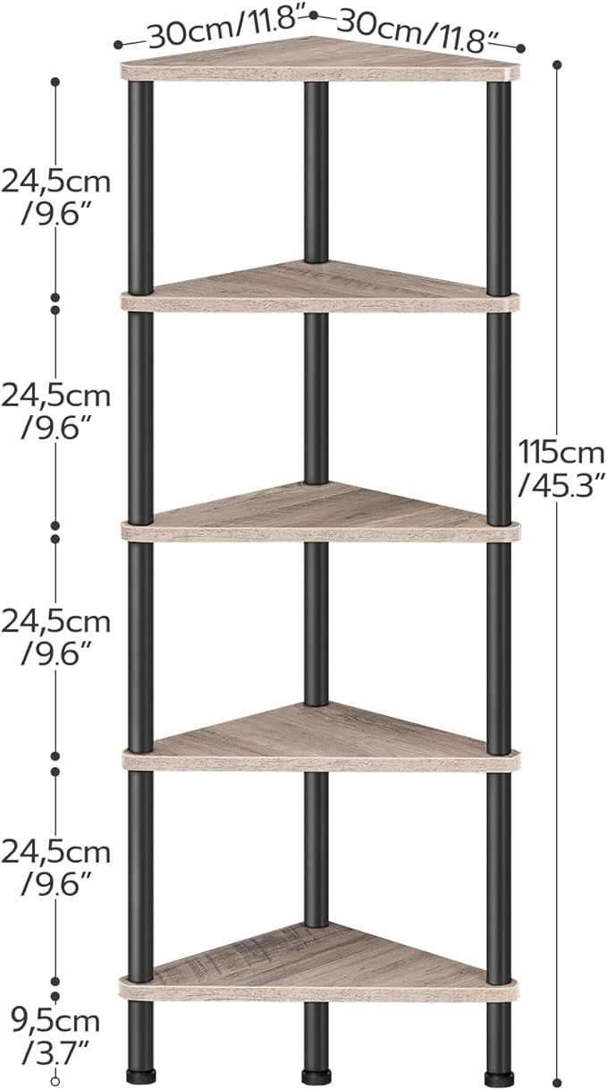 HOOBRO Corner Shelf Stand, Industrial 5-Tier Corner Bookshelf - Image 3