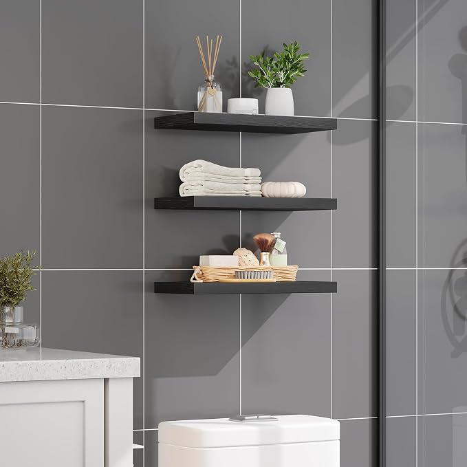 RALGEND Floating Shelves for Wall, 1.5" Thick Wall Shelf Set of 3 - Image 2
