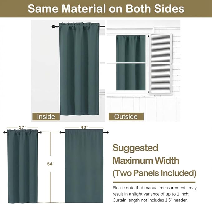 OVZME Dark Green Short Blackout Curtains - Image 2