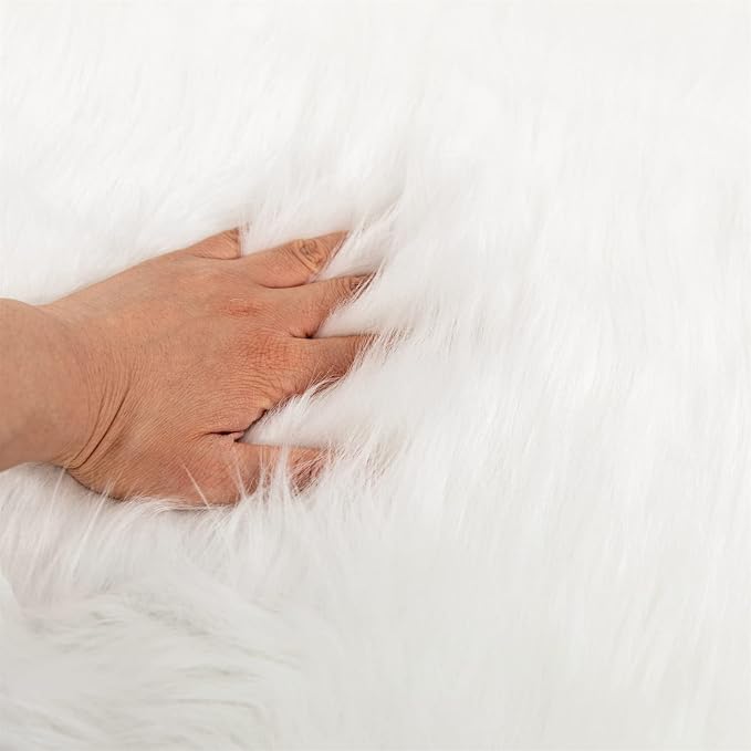 Faux White Bear Rug Faux Cowhide Carpet Animal Print Area Rug Faux Sheepskin - Image 6